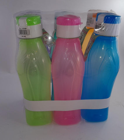 WATER BOTTLES 650ML x 6 PACK MIX COLOR
